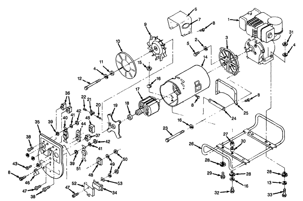 Generator Diagram and Parts List for 8920-1-4W109A  Briggs and Stratton Generator